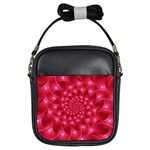 Glossy Rose Pink Spiral Fractal  Girls Sling Bag