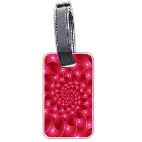 Glossy Rose Pink Spiral Fractal  Luggage Tag (two sides) from ArtsNow.com Front