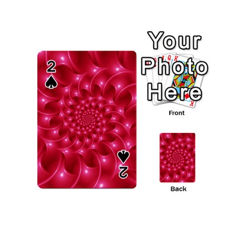 Glossy Rose Pink Spiral Fractal  Playing Cards 54 (Mini) from ArtsNow.com Front - Spade2