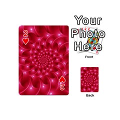 Glossy Rose Pink Spiral Fractal  Playing Cards 54 (Mini) from ArtsNow.com Front - Heart2