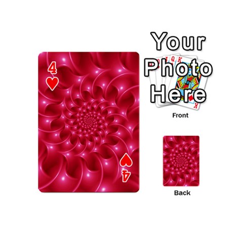 Glossy Rose Pink Spiral Fractal  Playing Cards 54 (Mini) from ArtsNow.com Front - Heart4