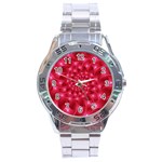 Glossy Rose Pink Spiral Fractal  Stainless Steel Analogue Watch