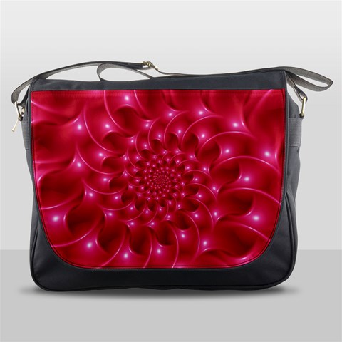 Glossy Rose Pink Spiral Fractal  Messenger Bag from ArtsNow.com Front