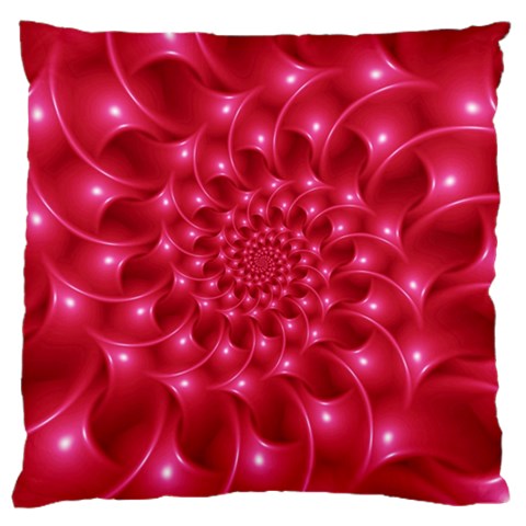 Glossy Rose Pink Spiral Fractal  Large Cushion Case (One Side) from ArtsNow.com Front