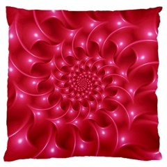 Glossy Rose Pink Spiral Fractal  Large Cushion Case (Two Sides) from ArtsNow.com Front