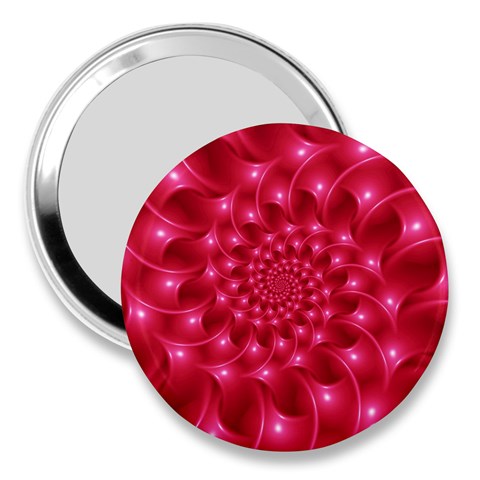 Glossy Rose Pink Spiral Fractal  3  Handbag Mirror from ArtsNow.com Front