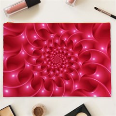 Glossy Rose Pink Spiral Fractal  Cosmetic Bag (XXL) from ArtsNow.com Front