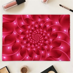 Glossy Rose Pink Spiral Fractal  Cosmetic Bag (XXL) from ArtsNow.com Back