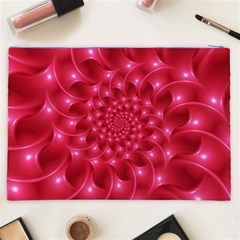 Glossy Rose Pink Spiral Fractal  Cosmetic Bag (XXL) from ArtsNow.com Back