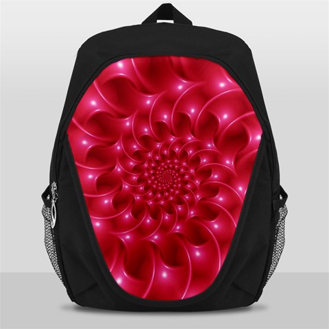 Glossy Rose Pink Spiral Fractal  Backpack Bag from ArtsNow.com Front