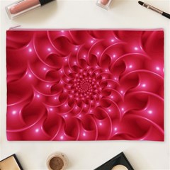 Glossy Rose Pink Spiral Fractal  Cosmetic Bag (XXXL) from ArtsNow.com Front