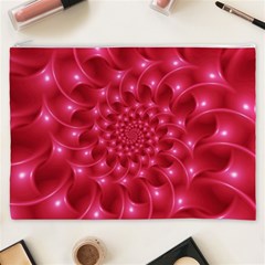 Glossy Rose Pink Spiral Fractal  Cosmetic Bag (XXXL) from ArtsNow.com Front