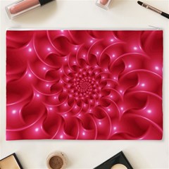 Glossy Rose Pink Spiral Fractal  Cosmetic Bag (XXXL) from ArtsNow.com Back