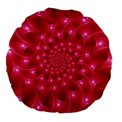 Glossy Rose Pink Spiral Fractal  Large 18  Premium Round Cushion  from ArtsNow.com Front