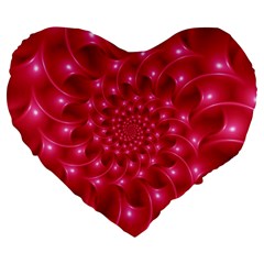 Glossy Rose Pink Spiral Fractal  Large 19  Premium Heart Shape Cushion from ArtsNow.com Front