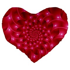 Glossy Rose Pink Spiral Fractal  Large 19  Premium Heart Shape Cushion from ArtsNow.com Back