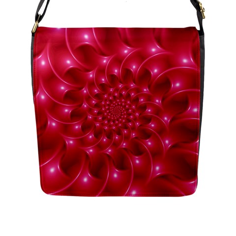 Glossy Rose Pink Spiral Fractal  Flap Closure Messenger Bag (L) from ArtsNow.com Front