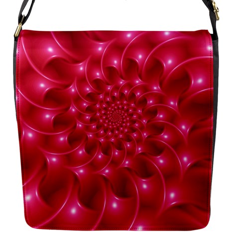 Glossy Rose Pink Spiral Fractal  Flap Closure Messenger Bag (S) from ArtsNow.com Front