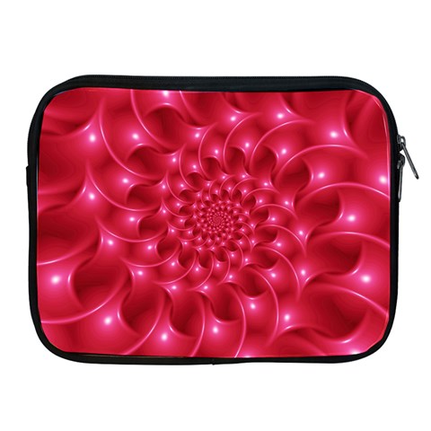 Glossy Rose Pink Spiral Fractal  Apple iPad 2/3/4 Zipper Case from ArtsNow.com Front