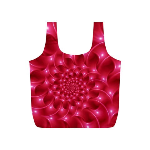 Glossy Rose Pink Spiral Fractal  Full Print Recycle Bag (S) from ArtsNow.com Front