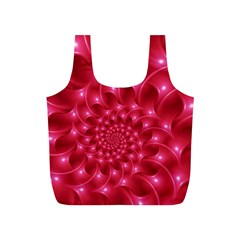 Glossy Rose Pink Spiral Fractal  Full Print Recycle Bag (S) from ArtsNow.com Back