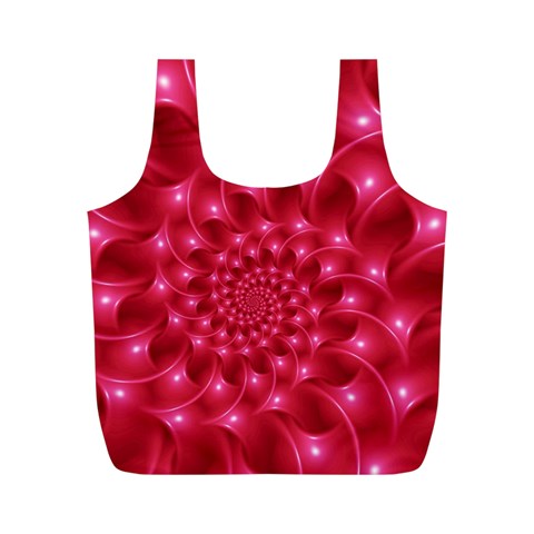 Glossy Rose Pink Spiral Fractal  Full Print Recycle Bag (M) from ArtsNow.com Front