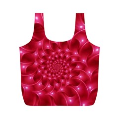 Glossy Rose Pink Spiral Fractal  Full Print Recycle Bag (M) from ArtsNow.com Front