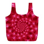 Glossy Rose Pink Spiral Fractal  Full Print Recycle Bag (L)