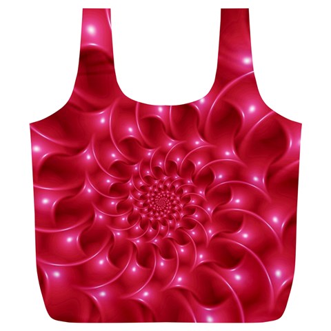 Glossy Rose Pink Spiral Fractal  Full Print Recycle Bag (XL) from ArtsNow.com Front