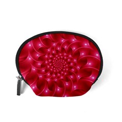 Glossy Rose Pink Spiral Fractal  Accessory Pouch (Small) from ArtsNow.com Back