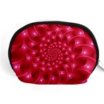 Glossy Rose Pink Spiral Fractal  Accessory Pouch (Medium)