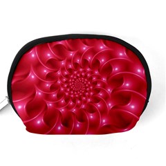 Glossy Rose Pink Spiral Fractal  Accessory Pouch (Medium) from ArtsNow.com Back