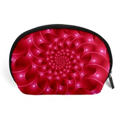 Glossy Rose Pink Spiral Fractal  Accessory Pouch (Large) from ArtsNow.com Front