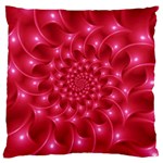 Glossy Rose Pink Spiral Fractal  Large Flano Cushion Case (One Side)