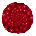 Glossy Rose Pink Spiral Fractal  Large 18  Premium Flano Round Cushion 