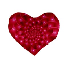 Glossy Rose Pink Spiral Fractal  Standard 16  Premium Flano Heart Shape Cushion  from ArtsNow.com Front