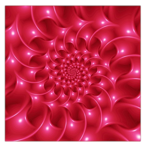 Glossy Rose Pink Spiral Fractal  Large Satin Scarf (Square) from ArtsNow.com Front