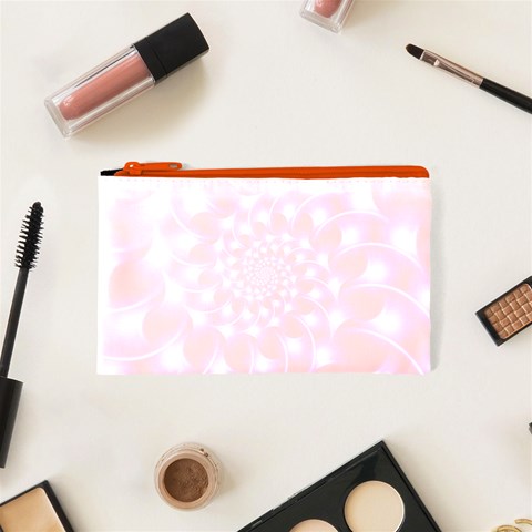 Glossy Rose Pink Spiral Fractal  Cosmetic Bag (XS) from ArtsNow.com Front