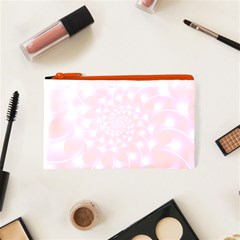 Glossy Rose Pink Spiral Fractal  Cosmetic Bag (XS) from ArtsNow.com Front