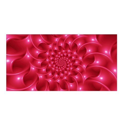 Glossy Rose Pink Spiral Fractal  Satin Shawl from ArtsNow.com Front