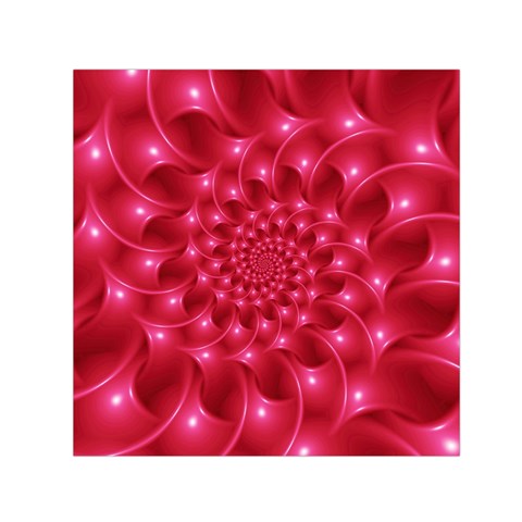 Glossy Rose Pink Spiral Fractal  Small Satin Scarf (Square) from ArtsNow.com Front