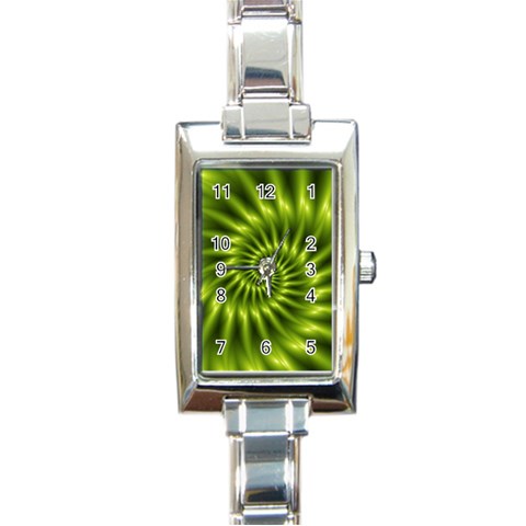 Glossy Lime Green Spiral Fractal  Rectangle Italian Charm Watch from ArtsNow.com Front