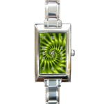 Glossy Lime Green Spiral Fractal  Rectangle Italian Charm Watch