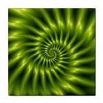 Glossy Lime Green Spiral Fractal  Tile Coaster