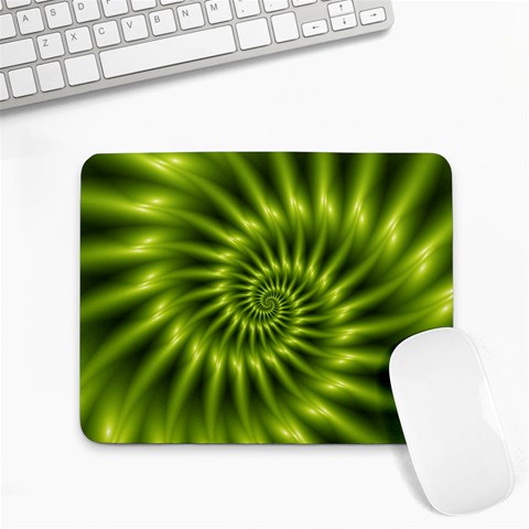 Glossy Lime Green Spiral Fractal  Small Mousepad from ArtsNow.com Front