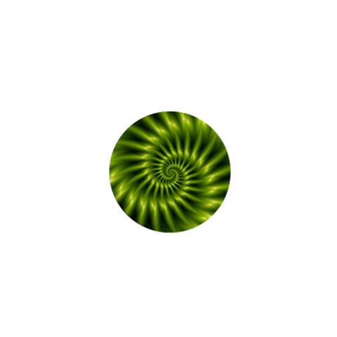 Glossy Lime Green Spiral Fractal  1  Mini Button from ArtsNow.com Front