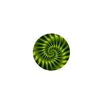 Glossy Lime Green Spiral Fractal  1  Mini Button