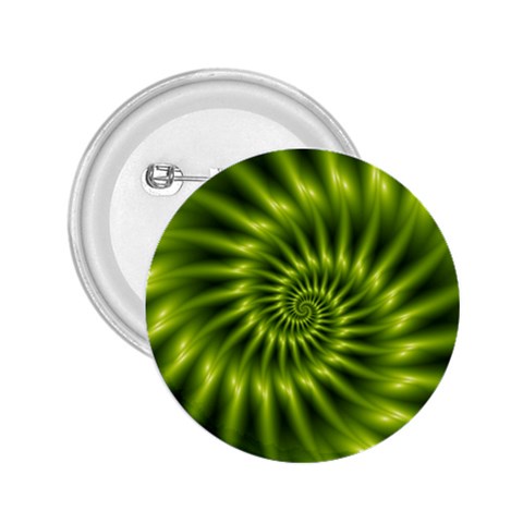 Glossy Lime Green Spiral Fractal  2.25  Button from ArtsNow.com Front