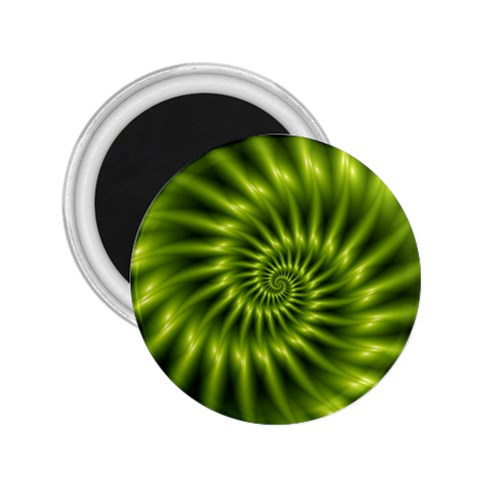 Glossy Lime Green Spiral Fractal  2.25  Magnet from ArtsNow.com Front