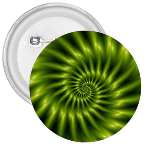 Glossy Lime Green Spiral Fractal  3  Button from ArtsNow.com Front